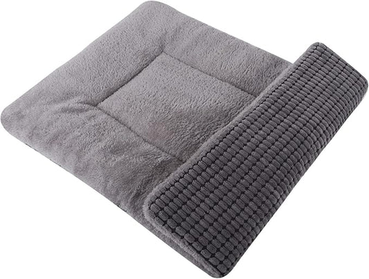 Reversible Dog Bed Mat with Plush and Corn Velvet,Soft Warm Pet Cushion, Dual Purpose Washable Sleeping Mattress Bed for Small Medium Large Dog and Cat XB004 (36"x23", Light Grey)