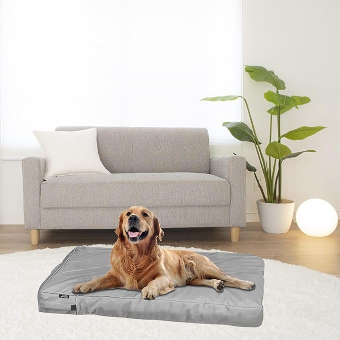 Dog Bed Cover Replacement Washable, Waterproof Large Pet Canvas Dog Crate Kennel Removable Covers with Zipper, 40x27x4 Inches(Gray)