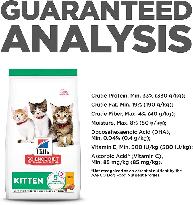 Hill's Science Diet Kitten, Kitten Premium Nutrition, Dry Cat Food, Chicken Recipe, 7 lb Bag