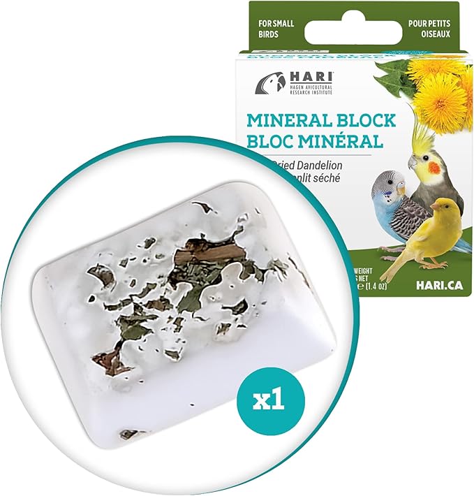 Hari Mineral Block for Birds with Dried Dandelion, Calcium Supplement Bird Treat (82198)