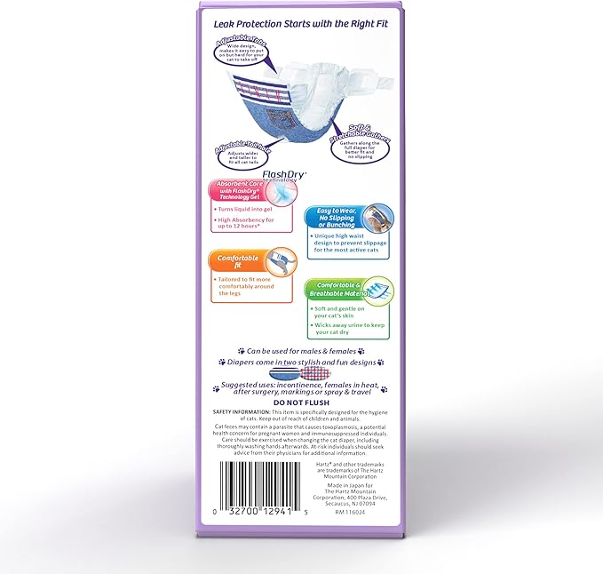Hartz Disposable Cat Diapers, Size XS 10 count, Comfortable & Secure Fit, Easy to Put On