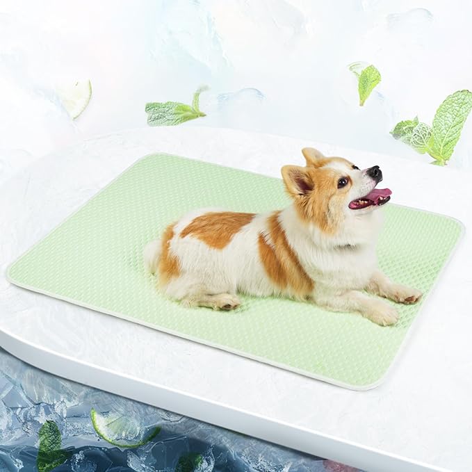 Mora Pets Dog Cooling Mat Breathable Cooling Pad for Dog Cats Washable Pet Cooling Mat for Indoor Outdoor Pets with Non-Slip Bottom 40 x 28 inch Light Green Extra Large