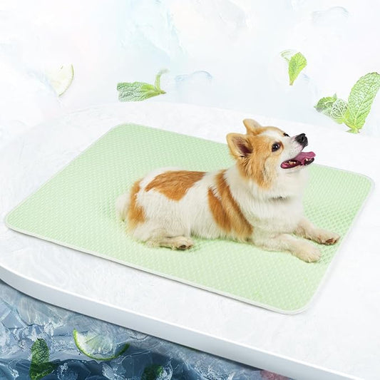 Mora Pets Dog Cooling Mat Breathable Cooling Pad for Dog Cats Washable Pet Cooling Mat for Indoor Outdoor Pets with Non-Slip Bottom 40 x 28 inch Light Green Extra Large