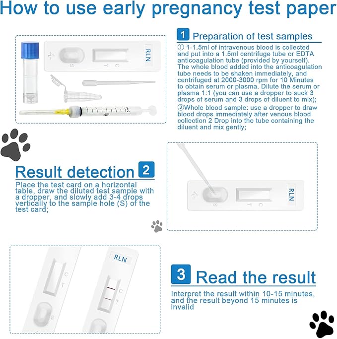 Pet Dog Pregnancy Test Paper,Canine RLN Early Pregnancy Test Kit, Simple Operation for Early Pregnancy Detection Yourself at Home, Pet Pregnancy Test Complete Tool Kit (1PCS)