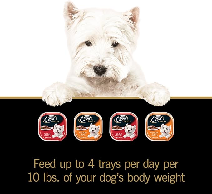 Cesar Canine Cuisine Variety Pack Beef And Chicken & Liver Dog Food, Trays 3.5 Ounces, 12-Count