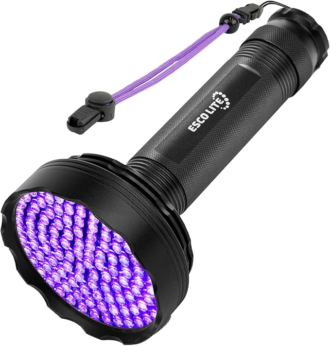 ESCO LITE Blacklight Flashlight 128 LED UV Flashlight, Upgraded Bright 395nm Handheld Ultraviolet Flashlight for Pet Urine Detection, Scorpion Hunting