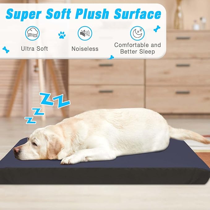 Dog Bed Covers Replacement Washable X-Large, 100% Waterproof Dog Bed Cover Soft Noiseless Dog Bed Sheets 50% Increase durability, Blue 2 Pack 44 x 35 inch