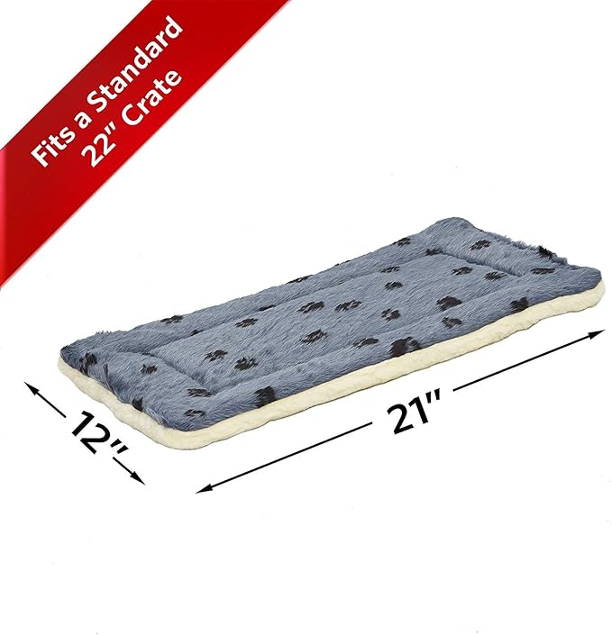 MidWest Homes for Pets Reversible Paw Print Pet Bed in Blue / White, Dog Bed Measures 21L x 12W x 2.5H for X-Small Dogs, Machine Wash