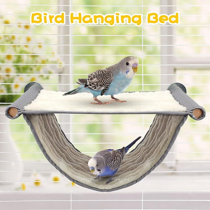 BWOGUE Winter Warm Bird Nest Bed Hanging Hammock Snuggle Hut Parrot House Tent Toy Bird Cage Perch for Parakeet Budgies Cockatiels Lovebird Cockatoo Finch Hamster Chinchilla Guinea Pig(Medium, Grey)