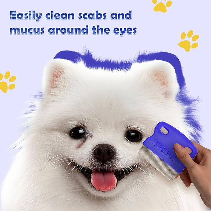 Flea Comb for Cats and Dogs, 6 Pack Pet Lice Comb Set Eye Comb Flea Combs Pet Grooming Pets for Small, Medium & Large Pets (Blue)