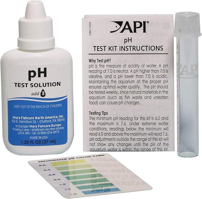 API PH TEST KIT 250-Test Freshwater Aquarium Water pH Test Kit, 4 Piece Set