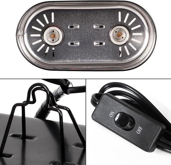 REPTIZOO Reptile Heat Lamp Combo Pack with Dual Reptile Light Fixture, 100W Intense Basking Spot Light UVA Daylight Heating Lamp & 26W Energy Saving UVA UVB Bulb Spiral Compact Bulb 10.0