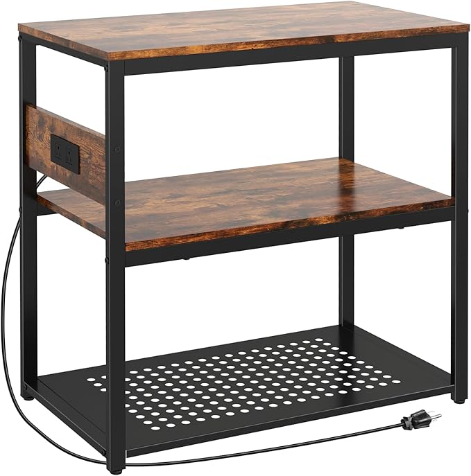 20-29 Gallon Fish Tank Stand With Power Outlets, 3-Tier Metal Aquarium Stand, Breeder Reptile Tank Stand with Shelf for Home Office, 500LBS Capacity, 29.5 x 15.8 x 30.1 inches