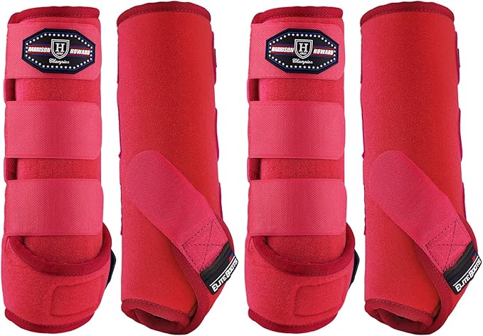 Harrison Howard Horse Sport Medicine Front Shock-Absorbing Boots All-Round Lower Limb Protection & Support Sport Boots Athletic Boots Perfect for Endurance Training and Performance Scarlet Red M