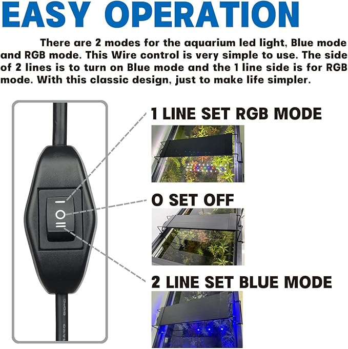 Aquarium lights Fish Tank Light 10 gallon Planted Aquarium LED Light (Switch version, 10-15'')