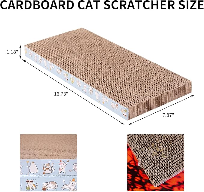 6 Packs Cardboard cat Scratcher cat Scratch pad Double-Sided cat scratchers for Indoor Cats Grind Claws Play and Sleep