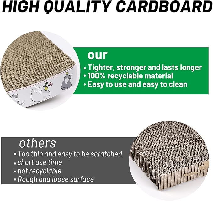 Cat Scratcher Cardboard 4 Pack Cat Scratch Pad Reversible Scratcher Texture Curve Design Durable Cat Scratchers for Indoor Cats Lounger Sofa