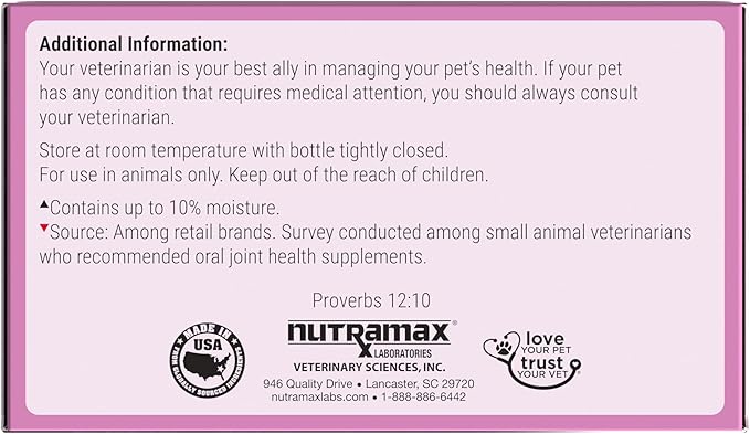 Nutramax Laboratories Cosequin® for Cats Maximum Strength PLUS Boswellia Capsules - Professional Line,Beige,60 Count (Pack of 1)