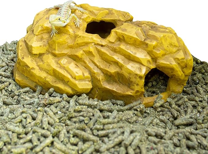 REPTIZOO Reptile Hide Hookable Multi-levels Hideout Resin Reptile Cave Bearded Dragon Hideout Reptile Terrarium Accessories Decor for Reptiles, Amphibians, Snakes, Lizards,Leopard Gecko