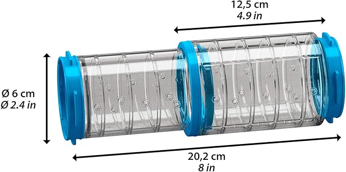 Ferplast Hamster Cage Play Tube | 8-Inch Telescopic Tunnel, Extends from 4.9L to 8L, 2.4 Diameter - Inches, Clear (84816099US1)