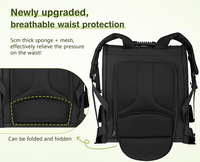 Pecute Pet Carrier Backpack, Large Cat Carrier Backpack, Expandable Cat Backpack with Breathable Mesh for Medium Large Cats, and Small Dogs, Dog Backpack Carrier for Travel Hiking Black