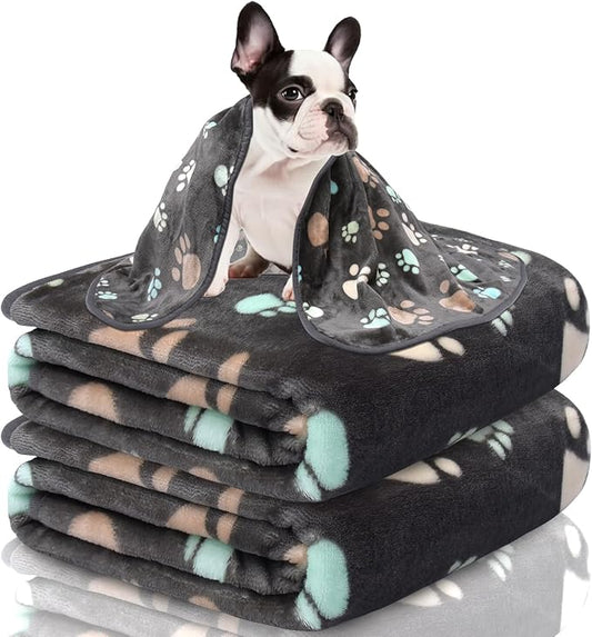 Blankets for Dogs,3 Pack Gray Dog Blanket,Washable Small Dog Blanket 30" x 20",Cute Paw Dog Blankets for Medium Dogs,Soft Fleece Blanket,Puppy Blankets for Medium,Pet Blankets for Dogs Cats