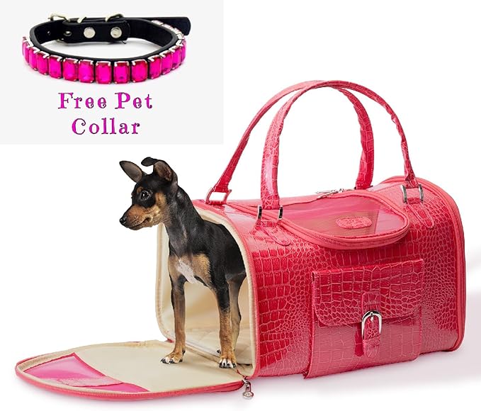 Cat Carrier, Dog Carrier, Pet Carrier, Stylish Pet Tote, Fashionable Cat Carrier and Small Dog Carrier, Airline Approved Pet Purse for Travel in Style