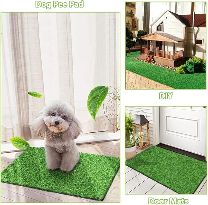 Dog Grass Pee Pad, 21.5 X 18.1Inch Artificial Grass for Dogs Reusable for Dog Potty Training, Dog Grass Pad with Drainage Holes for Indoor/Outdoor (2 Pack)