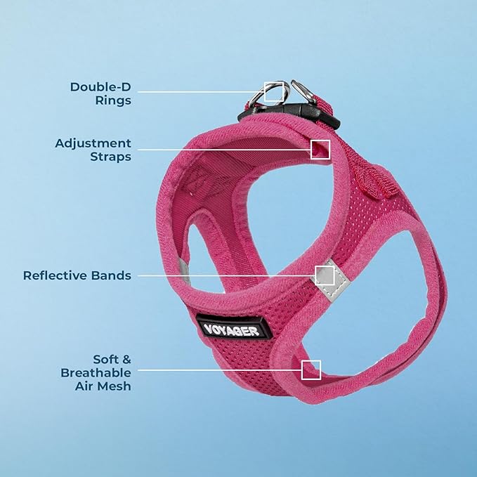 Voyager Step-in Air Dog Harness - All Weather Mesh Step in Vest Harness for Small and Medium Dogs and Cats by Best Pet Supplies - Harness (Fuchsia), XL (Chest: 20.5-23")