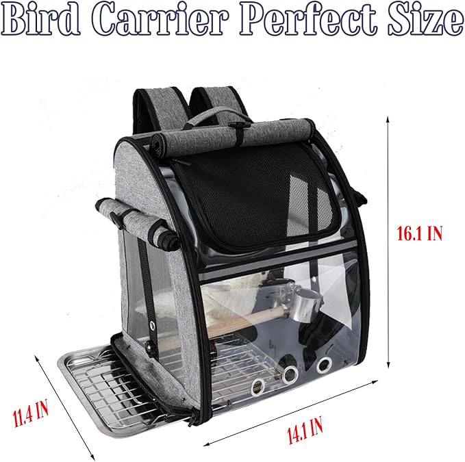 Portable Bird Carrier Backpack - Ideal Bird Travel Carrier for Parrot, Finch, Sparrow - Bird Backpack with Portable Cage