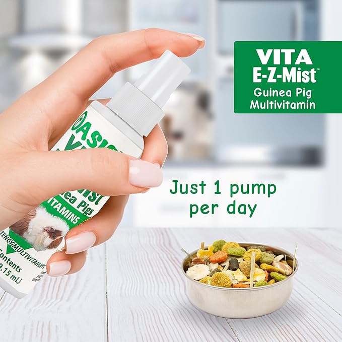 Oasis Vita E-Z Mist All-in-1 Multivitamins for Guinea Pigs - Daily Vitamin Supplement Supports Healthy Bones & Teeth, Joints & Digestion, Promotes Healthy Skin Coat, 2-Ounces