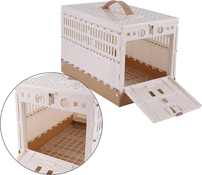 Plastic Folding Pigeon Cage, Portable Pet Bird Travel Cage Carrier Pigeon Cage Pairing Cage Pigeon Nest Box Easy to Clean for Training and Release Competition (S) （Two Doors ）