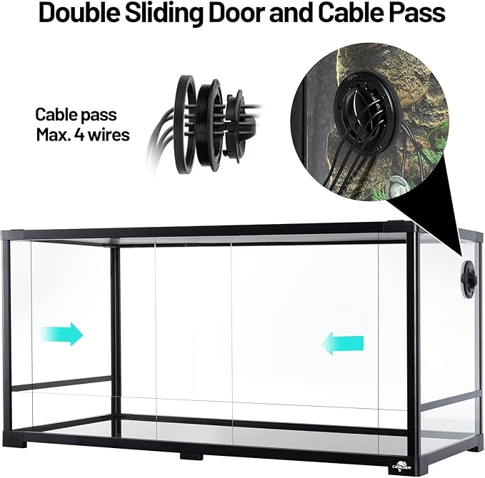 50 Gallon Reptile Tank, Glass Reptile Terrarium 36" x 18" x 18", Sliding Door, Top Ventilation, Cable Pass, Humidify Hole, Glass Reptile Cage Habitat for Bearded Dragon, Lizard, Snake, Gecko