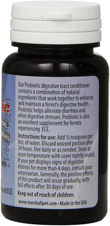 Marshall Pet Products Natural Probiotic Pet Digestive Tract Conditioner Supplement Eases Digestive Stress, ECE and Diarrhea in Ferrets and Small Animals, 1.7 oz