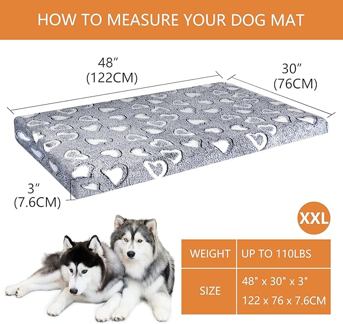 VANKEAN Dog Crate Mat Reversible Cool and Warm, Stylish Dog Bed for Crate with Waterproof Inner Linings and Removable Machine Washable Cover, Firm Support Dog Pad for Small to XX-Large Dogs, Grey