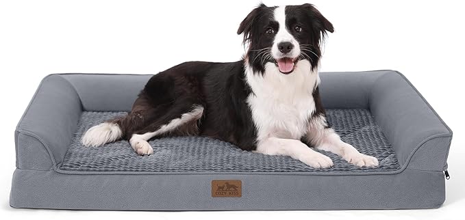 Orthopedic Dog Bed for Extra Large Dogs, XL Washable Dog Sofa Beds Large, Supportive Foam Pet Couch Bed with Removable Washable Cover, Waterproof Lining and Nonskid Bottom, Grey (U-shaped)