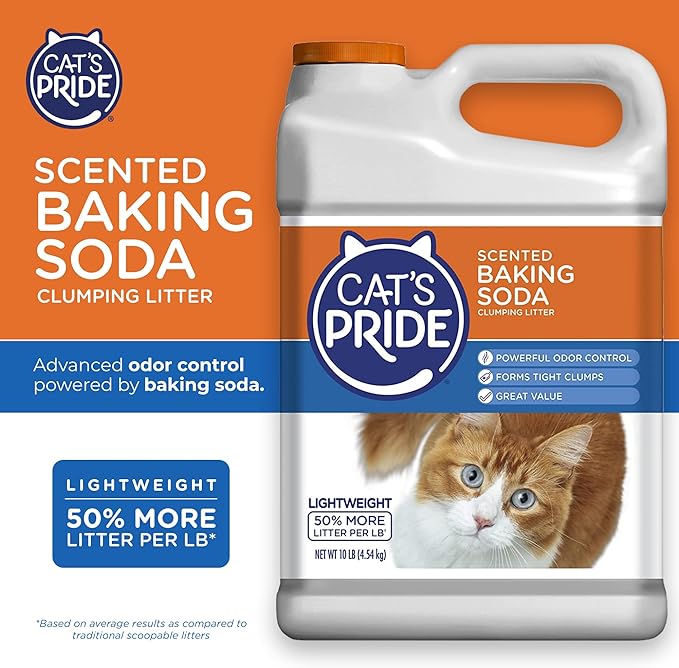 Cat's Pride Lightweight Clumping Litter: Baking Soda - Powerful Odor Control - Scented, 10 Pounds