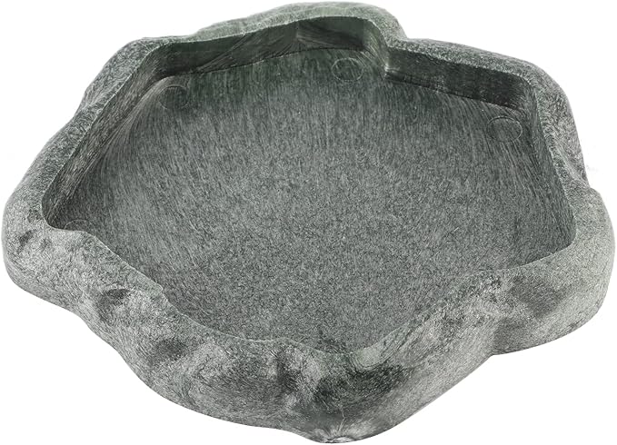 DAUERHAFT Reptile Food and Water Dish Feeder Bowl, Reptile Rock Food Dish for Tortoise Lizard Bearded Dragon Frog Leopard Gecko Snake Chameleon (Black)