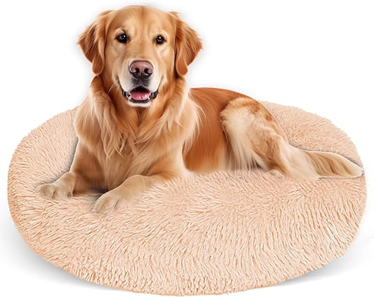 Dog Bed for Small Medium Large Dogs,27 Inch Calming Dogs Bed Machine Washable, Fluffy Round Pet Bed Non-Slip, Calming Soft Plush Donut Cuddler Cushion Self Warming for Puppy and Kitten