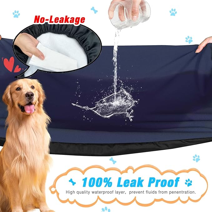 Dog Bed Covers Replacement Washable Medium, 100% Waterproof Dog Bed Cover Soft Noiseless Dog Bed Sheets 50% Increase durability, Blue 2 Pack 36 x 27 inch