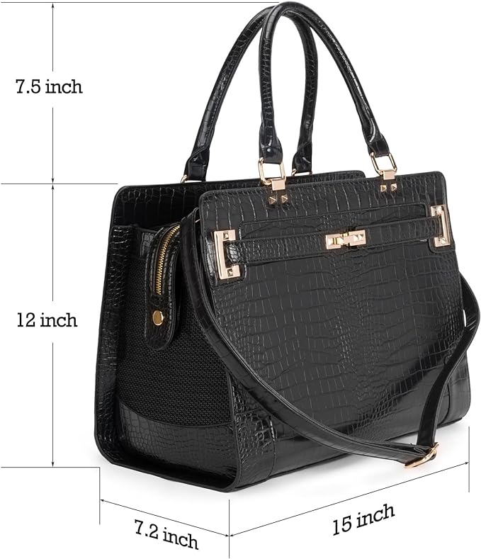 Fashion Pet Carrier Dog Cat Carrier Purse Soft-Sided Leather Handbag Pet Tote Bag for Small Dogs Puppy and Cat TSA Airline Approved