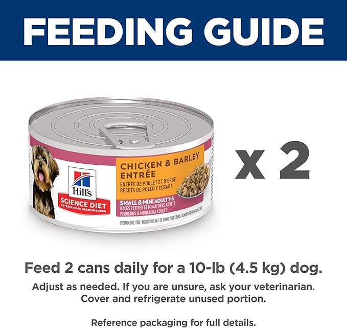 Hill's Science Diet Small & Mini, Senior Adult 7+, Small & Mini Breeds Senior Premium Nutrition, Wet Dog Food, Chicken & Barley Loaf, 5.8 oz Can, Case of 24