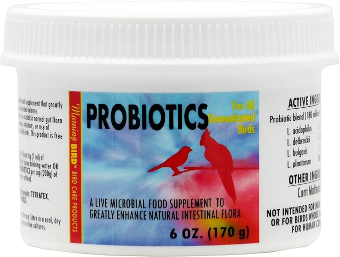 Morning Bird Probiotics, Live Microbial Food Supplement for Young and Adult Birds, Enhances The Natural Intestinal Microbe Balance, 6 oz