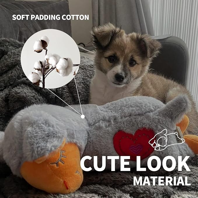 ALL FOR PAWS Dog Stuffed Animals with Heartbeat,Small Dog Toys for Dog Anxiety Relief,Puppy Behavioral Training Aid Toy Dog Stuff (Grey Sheep(Double Heartbeat))