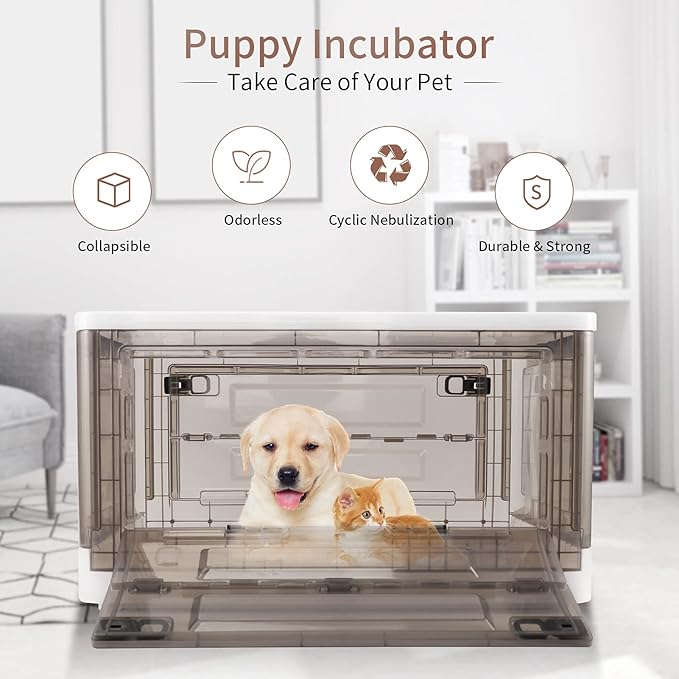 Puppy Incubator,Puppy Incubator with heating, Large PET Brooder Nursery, Kitten Incubator,incubator for puppies (85L with Heating)