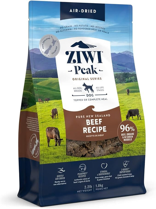 ZIWI Peak Air-Dried Dog Food – All Natural, High Protein, Grain Free and Limited Ingredient with Superfoods (Beef, 2.2 lb)