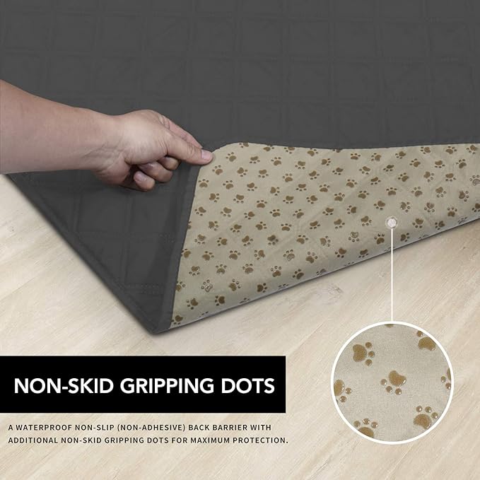 Easy-Going 100% Waterproof Dog Bed Cover Furniture Protector Sofa Cover Non-Slip Washable Reusable Incontinence Bed Underpads for Pets Kids Children Dog Cat(52X82 in,Dark Gray)