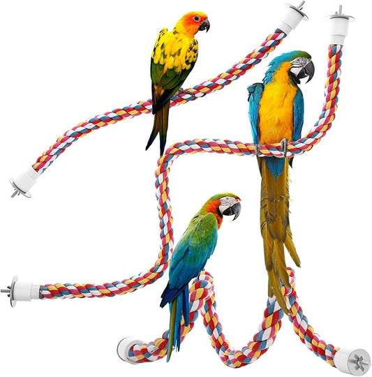 Bird Rope Perches,Parrot Toys 21 inches Rope Bungee Bird Toy (21 inches)[1 Pack]