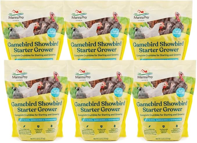 Manna Pro Gamebird Showbird Crumbles - Vitamin & Mineral Supplement for Poultry - 6-Pack of 5lbs
