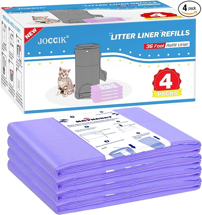 Litter Refill Bags Compatible with Litter Champ, 4 Pack One 36 Foot Litter Waste Receptacle Refill Liners